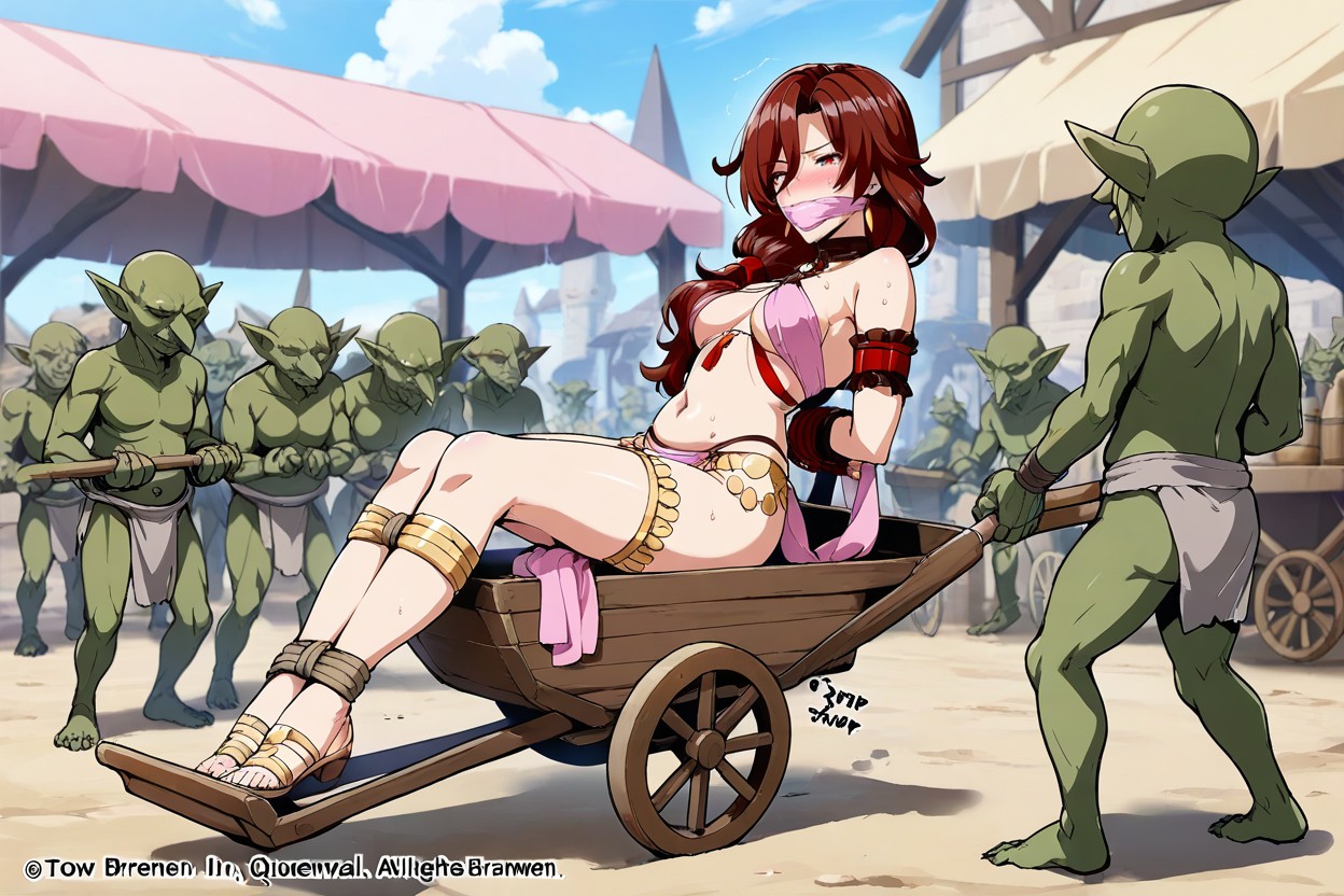 Outside, Only One Branwen From Queen's Blade In Pink Cloth, Front View Hentai IA