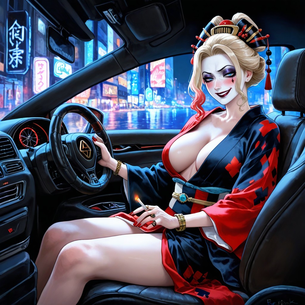Blonde Hair, Geisha Makeup, Her Legs Spread Hentai AI Porn