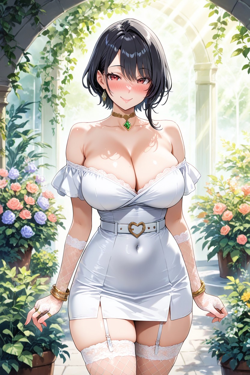 Gold Accessories, Happy Look, Arms At Her Sides Hentai AI Porn