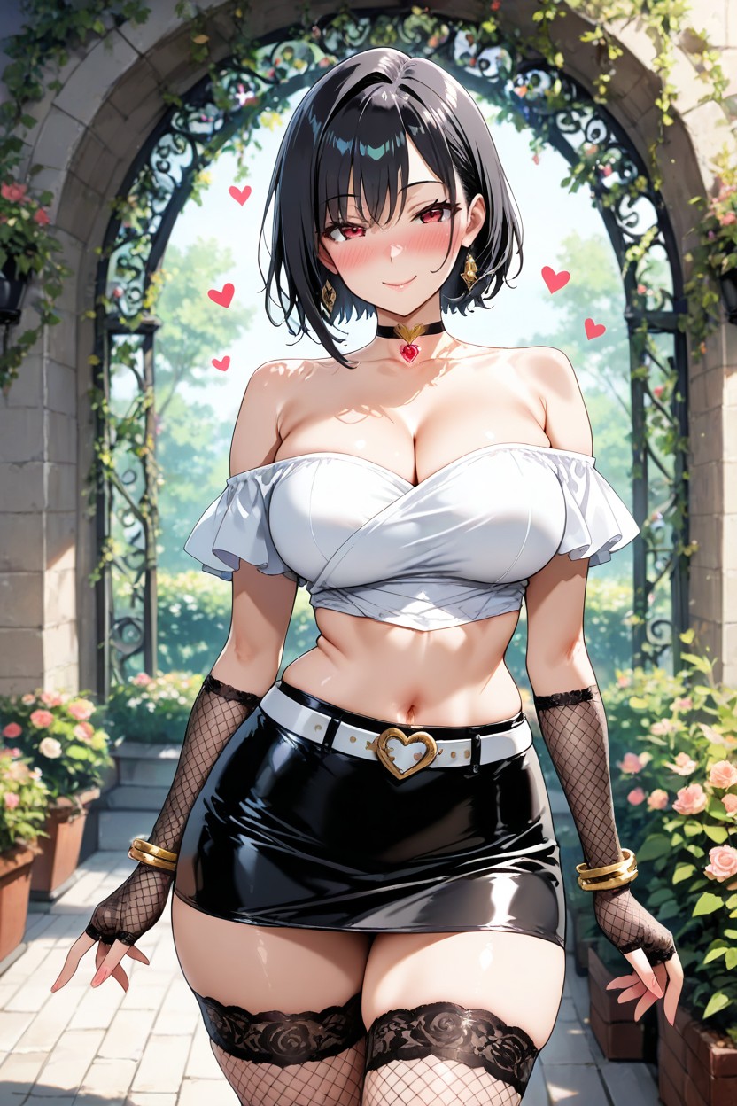Perfect Eyes, Long Fingerless Fishnet Gloves, Gold Accessories Hentai IA