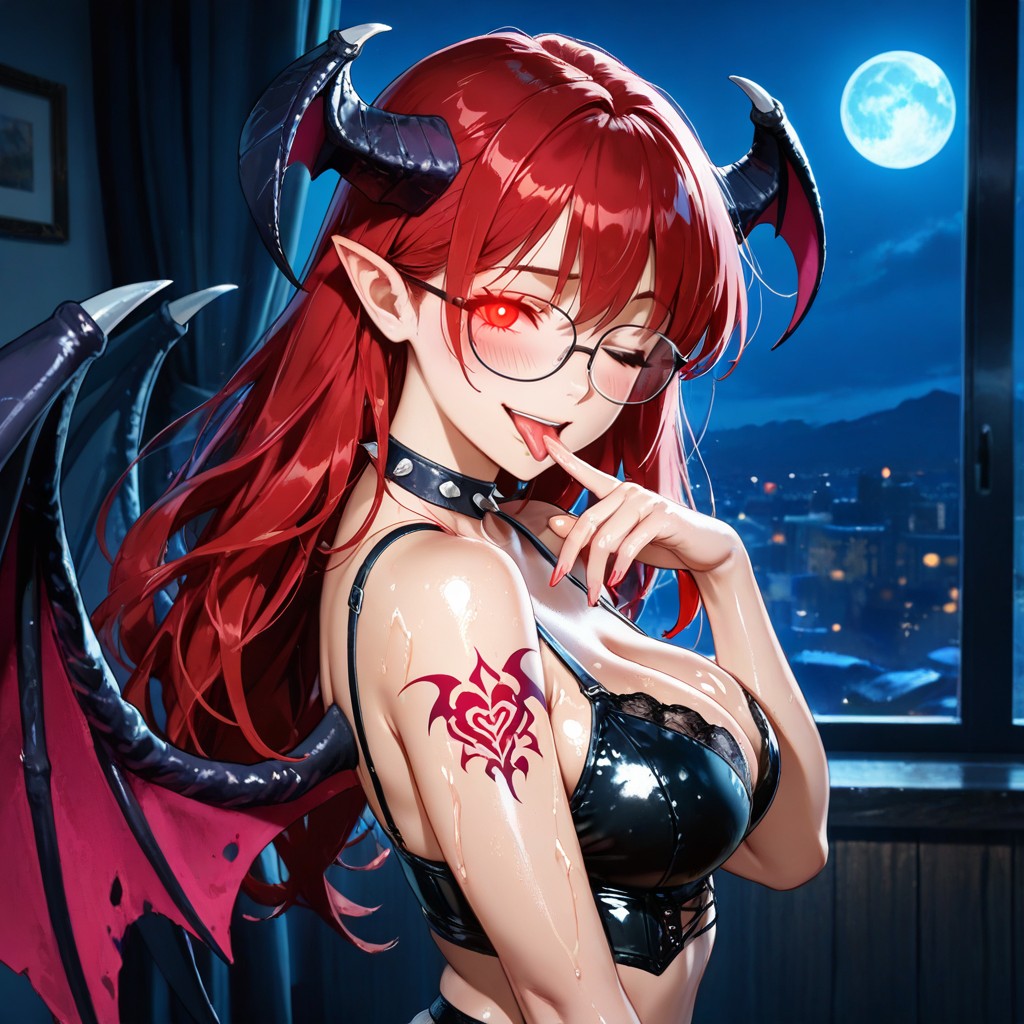 Garter Belt, Cuerpo Liso, Big Glasses Hentai IA