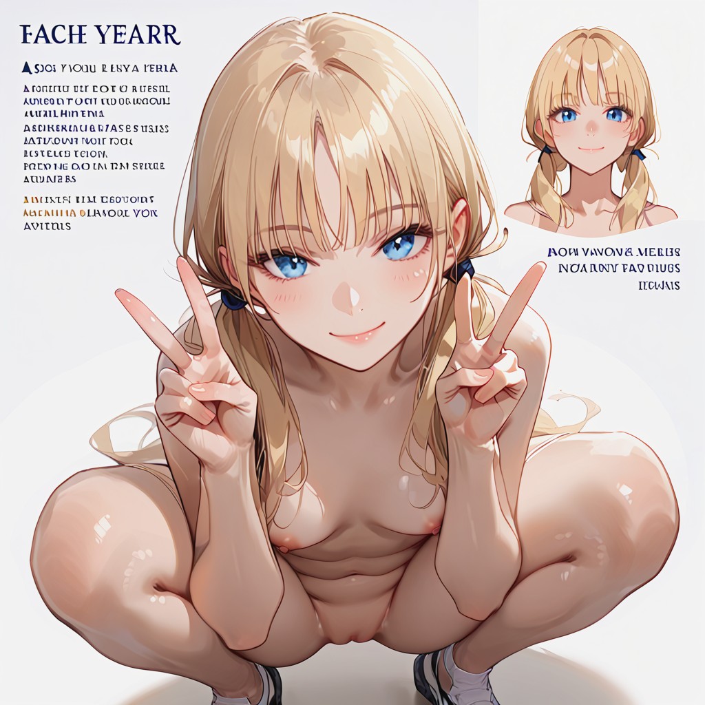 Squatting, Close Up, Blue Eyes Hentai AI Porn