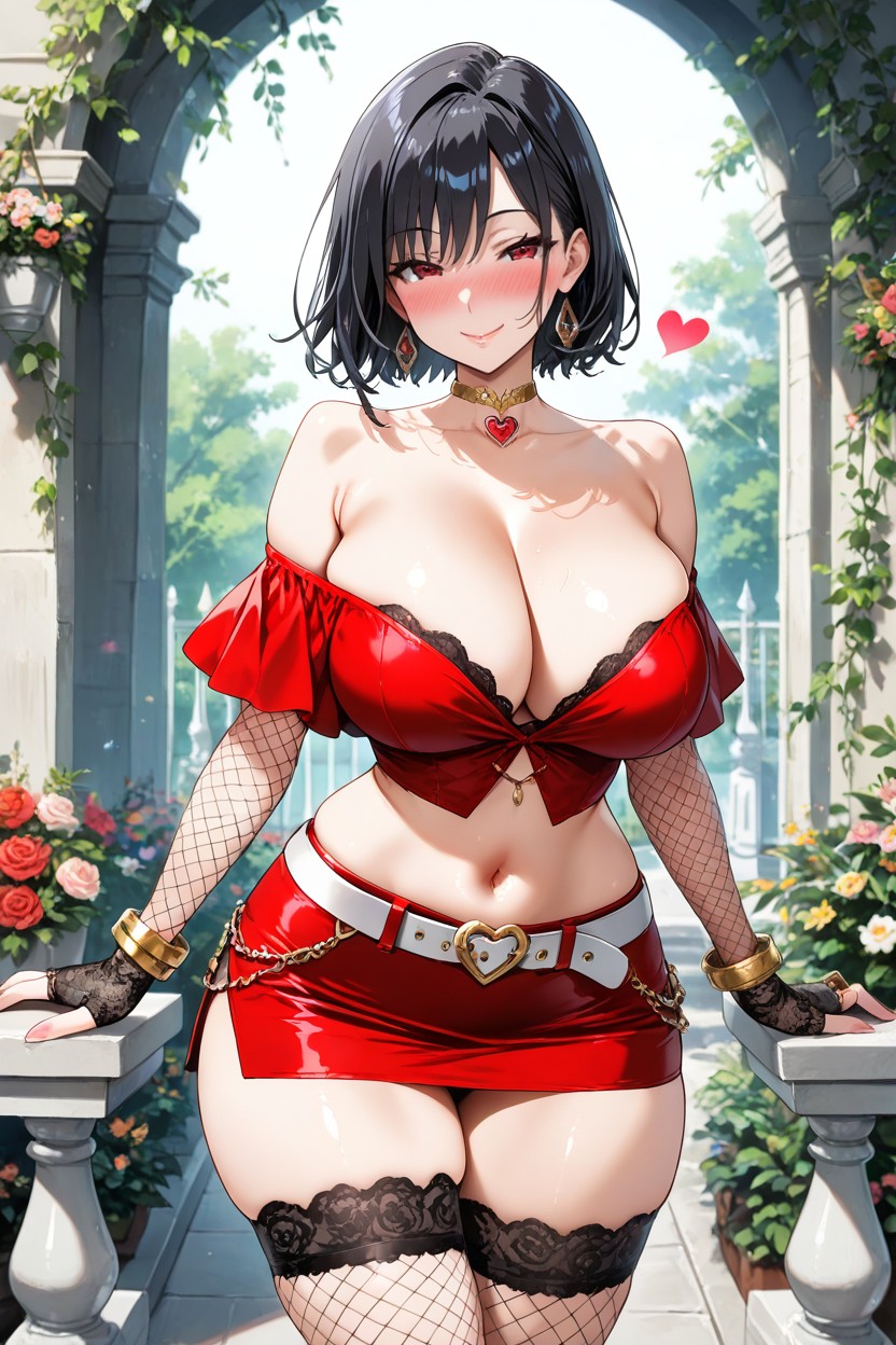 Long Fingerless Fishnet Gloves, Happy Look, Flirty Look Hentai AI Porn