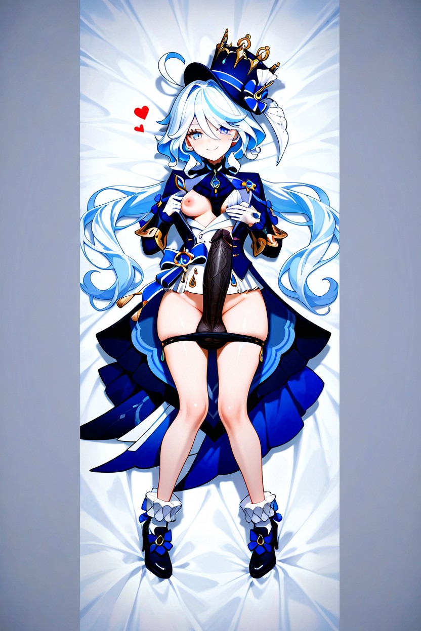 Wearing A Navy Blue Tailcoat, Laying, Naughty Hentai AI Porn