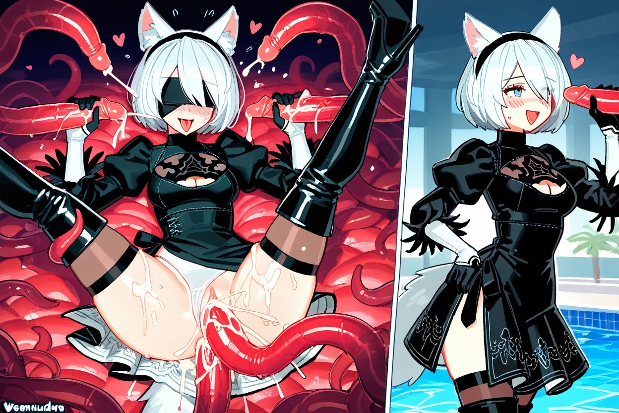 Ideal Body, Open Back, White Fluffytail With Black End Hentai IA