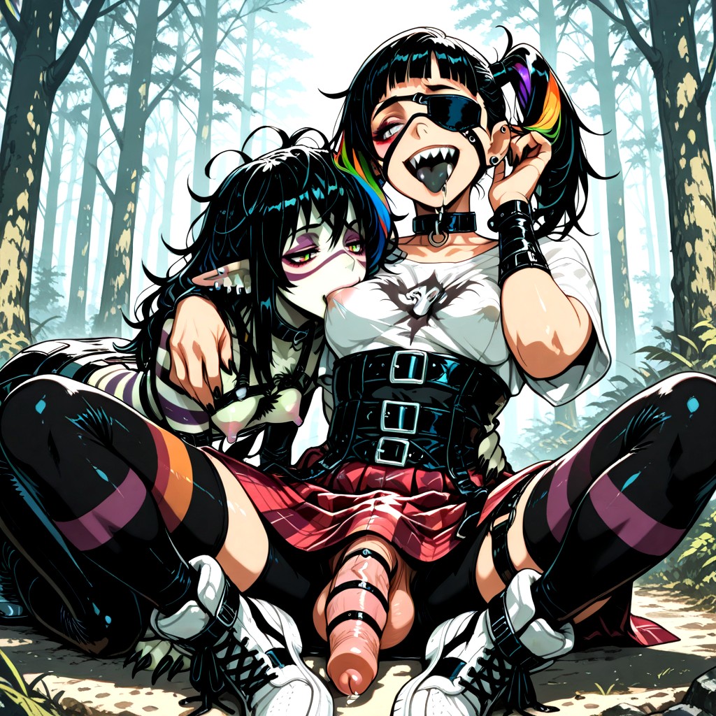 Pierced Striped Black Tan Skin, Foreskin, Pechos Pequeños Hentai IA