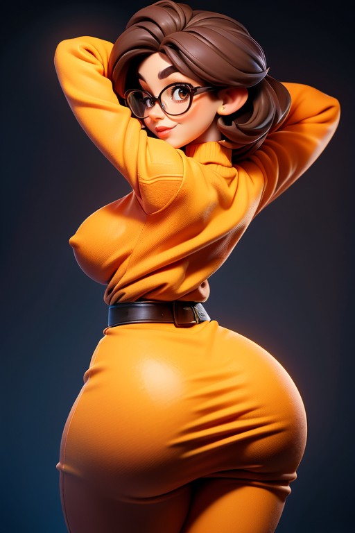 Arms Up, Rear View, Wide Curvy Hips Hentai AI Porn