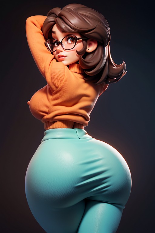 Gorgeous Woman, Rear View Of Massive Ass And Curvy Hips, Looking Back At Viewer Hentai AI Porn