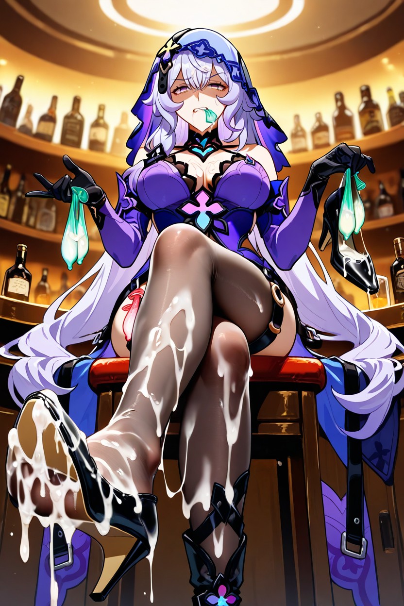 A Lot Ring Used Condom Thigh Circumference, Cinematic, Eyes Wide In Shock Hentai AI Porn