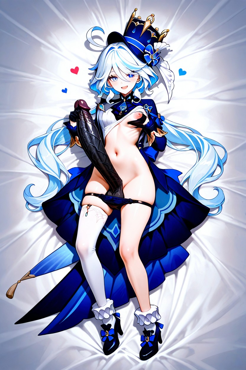 Staring At Viewer, And Elegant Blue Gemstone Accents, Embarrased Hentai AI Porn