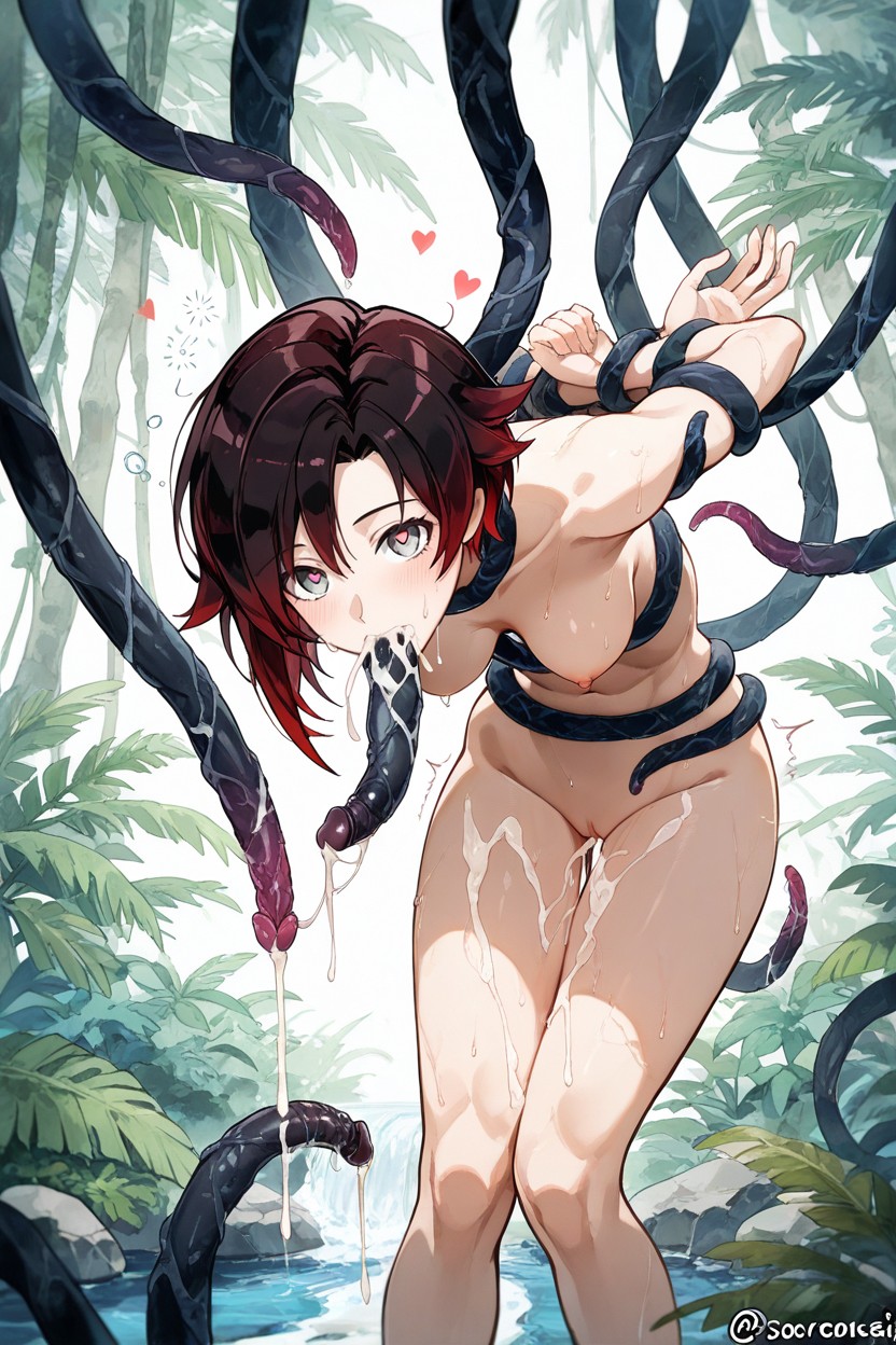 Exposed Pussy, Suspended In The Air, Jungle Hentai AI Porn