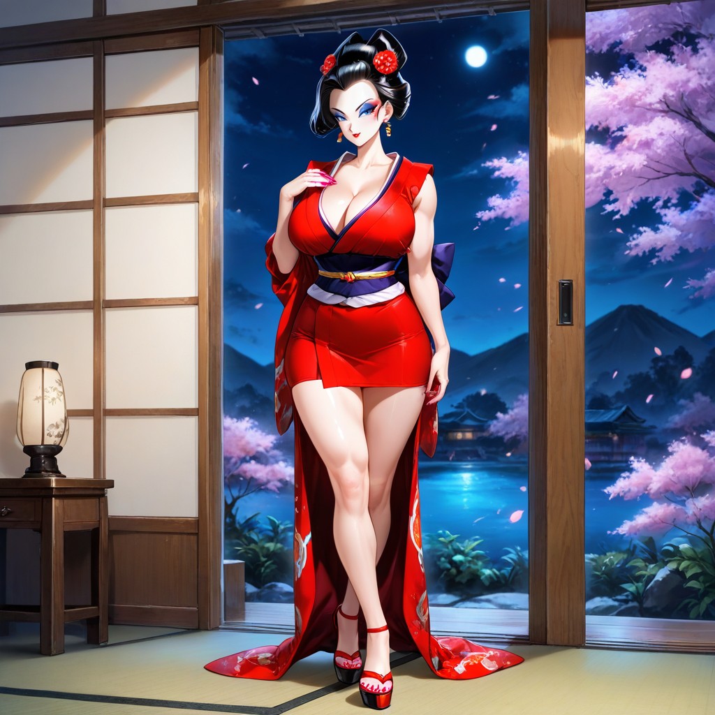 Red Lipstick, Tatami, Lots Of Detail Hentai AI Porn