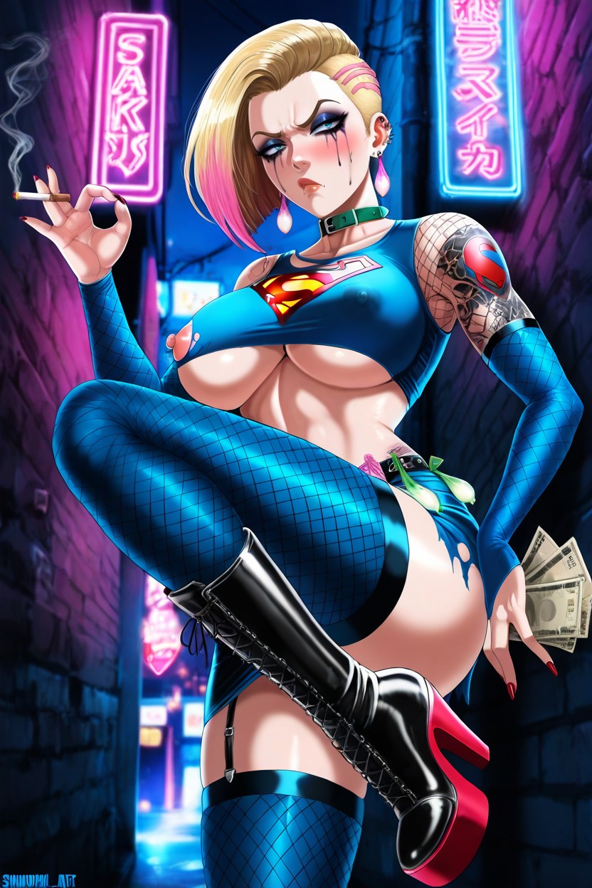 Supergirl, Dark Makeup, Blonde Hair Hentai AI Porn