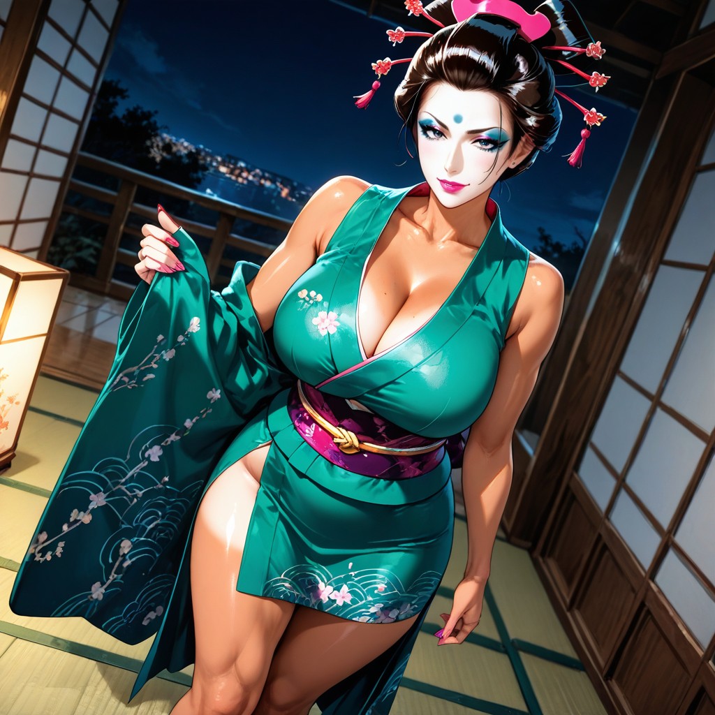 Night, Lots Of Detail, Sexy Kimono Hentai AI Porn