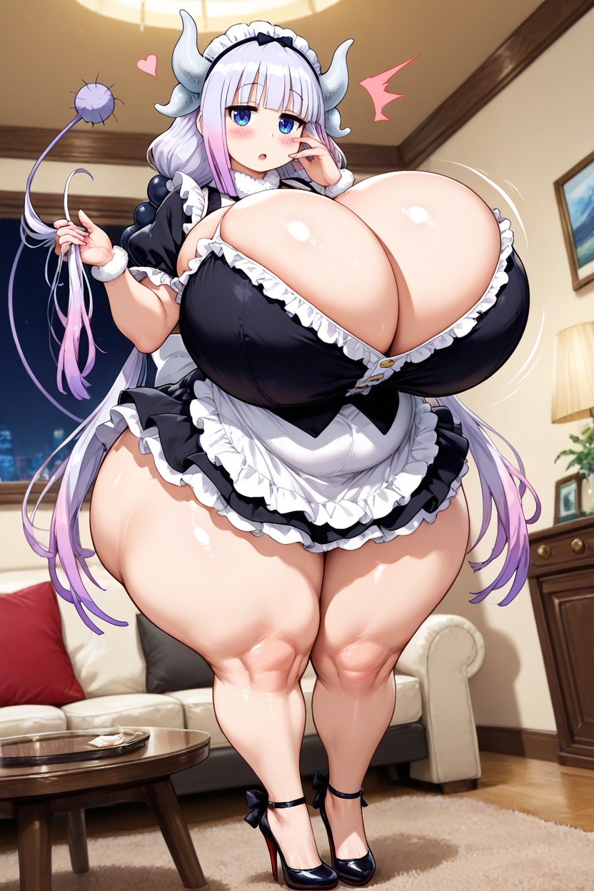 Exposed Legs, Extremely Oversize Breast Expansion, Blushing Hentai AI Porn