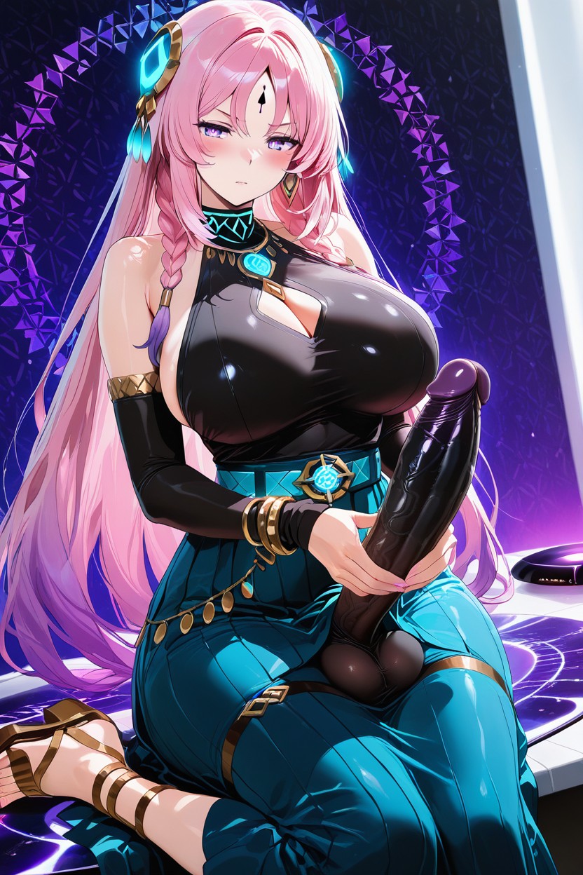 Dick, Two Very Long Thick Braids Framing Face, Geometric Patterns Hentai AI Porn