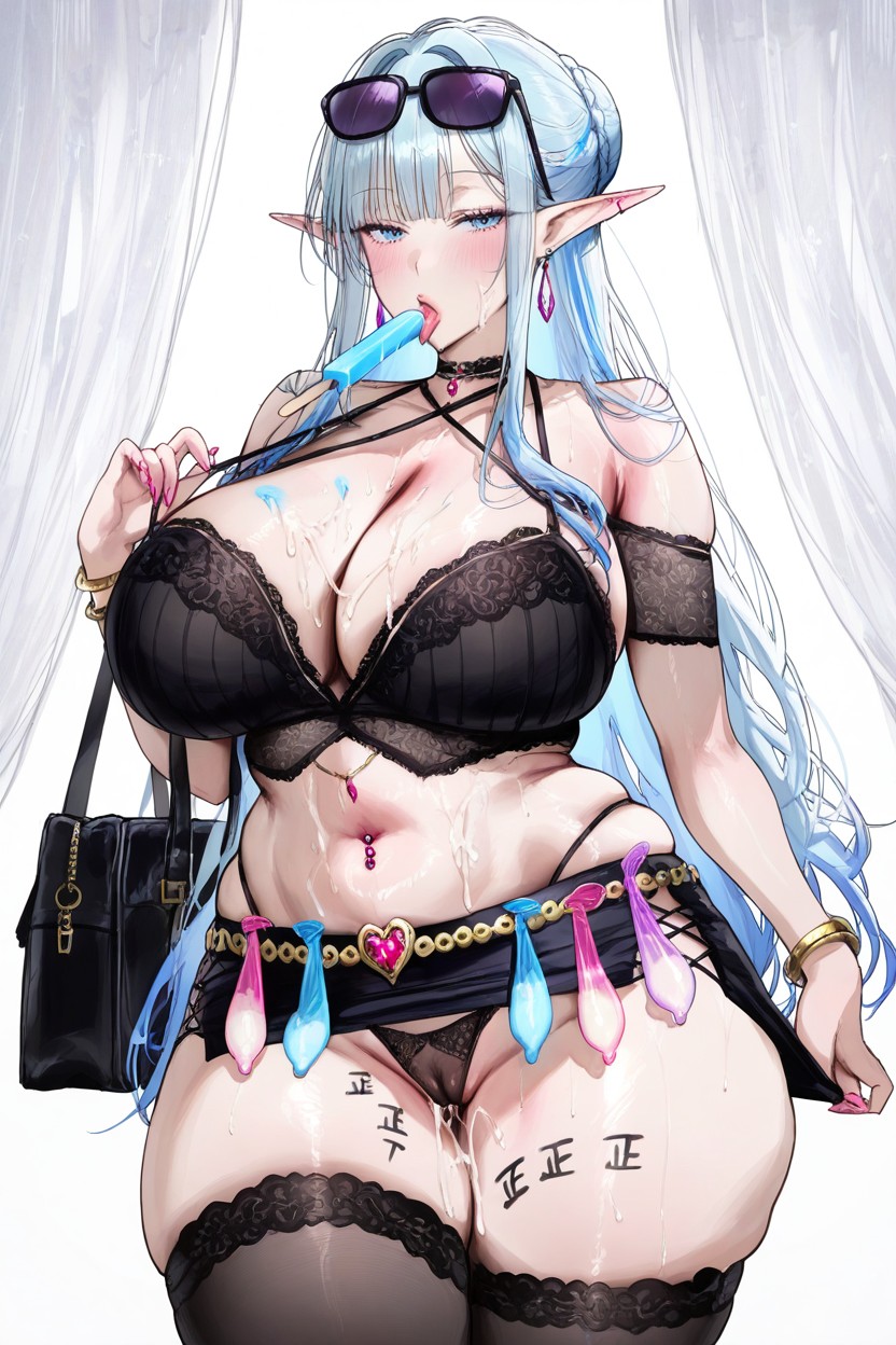 Thick Thighs, Cum Overflow, Popsicles In Mouth Hentai AI Porn