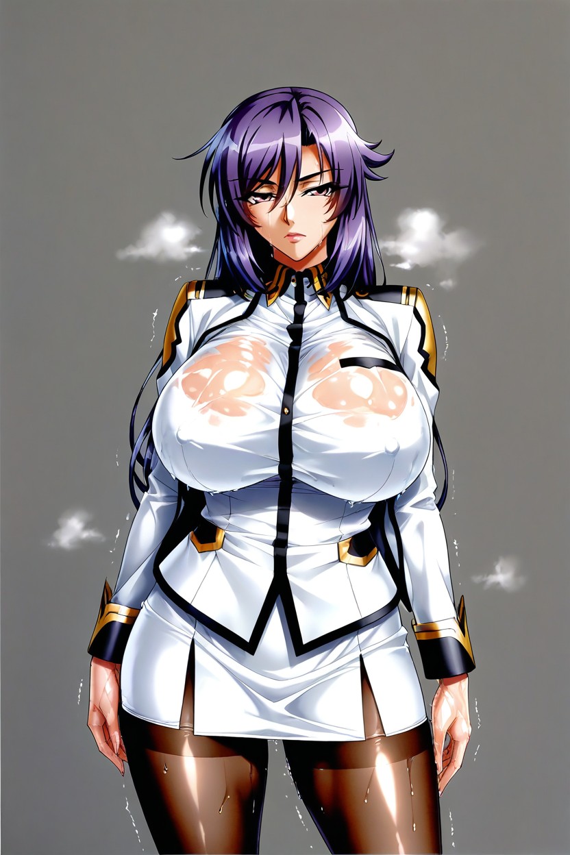 Violet Hair, White Skirt, Waist Shot Hentai AI Porn