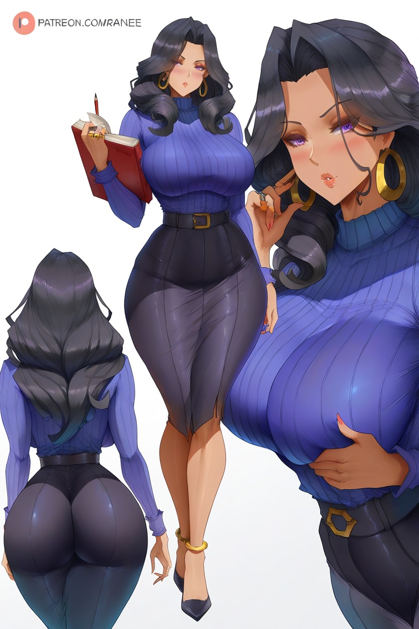 Book, Slit Pupils, Soft Makeup Hentai AI Porn