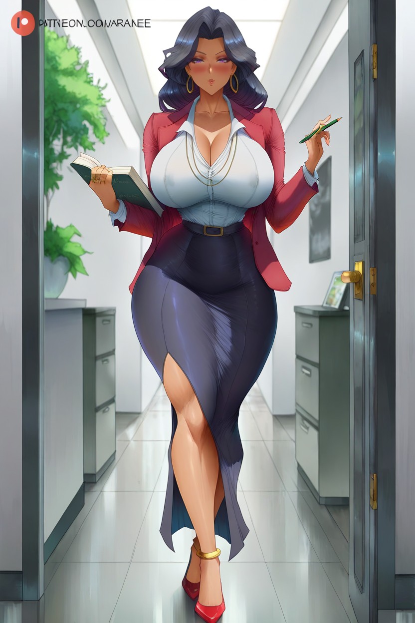 R, Tanned, Office Background Hentai AI Porn
