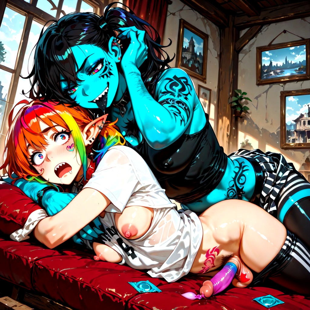 Smirk, Fit, Striped Black Tan Skin Hentai AI Porn