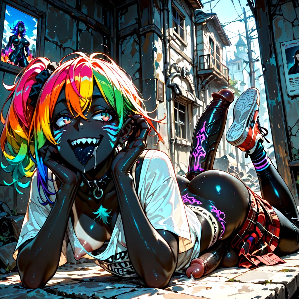 Black Tongue, Town Ruins, Futanari Hentai AI Porn