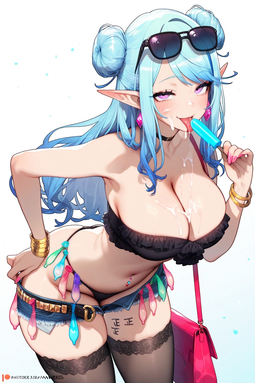 Sunglasses On Head, Cum On Stomach, Outline Hentai AI Porn