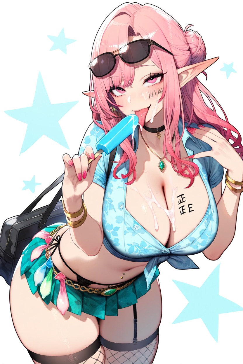 Rolling Eyes, Medium Long Hair, Gold Bracelets Hentai AI Porn
