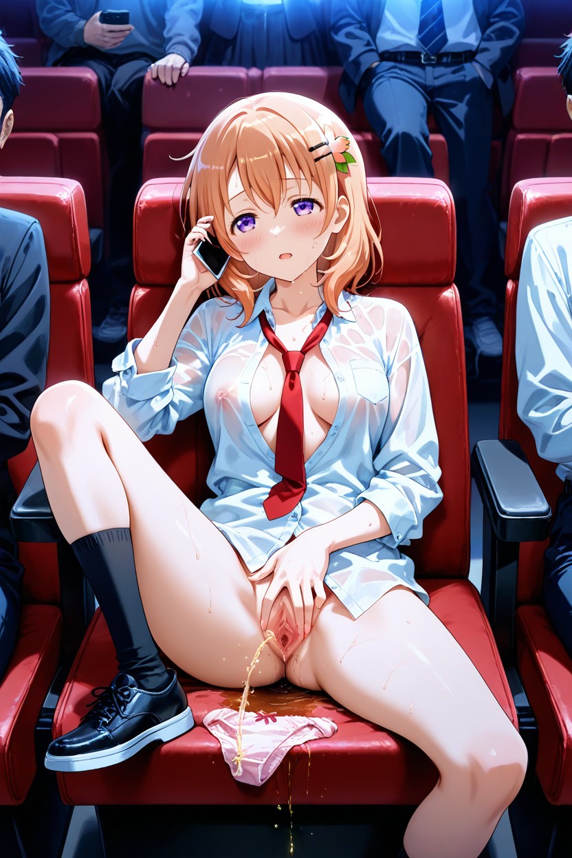 Blush, Shoes, Cellphone Hentai AI Porn