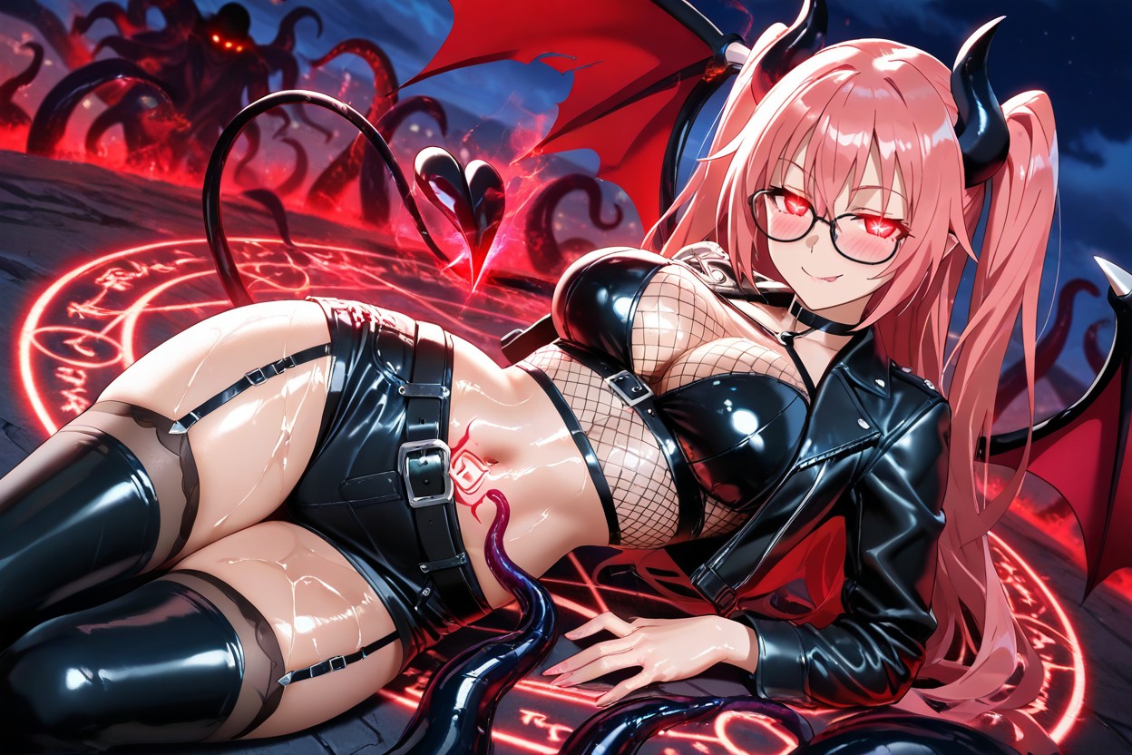 Succubus Wings, 25+, Tight Black Jeanshorts With Black Belt Hentai AI Porn