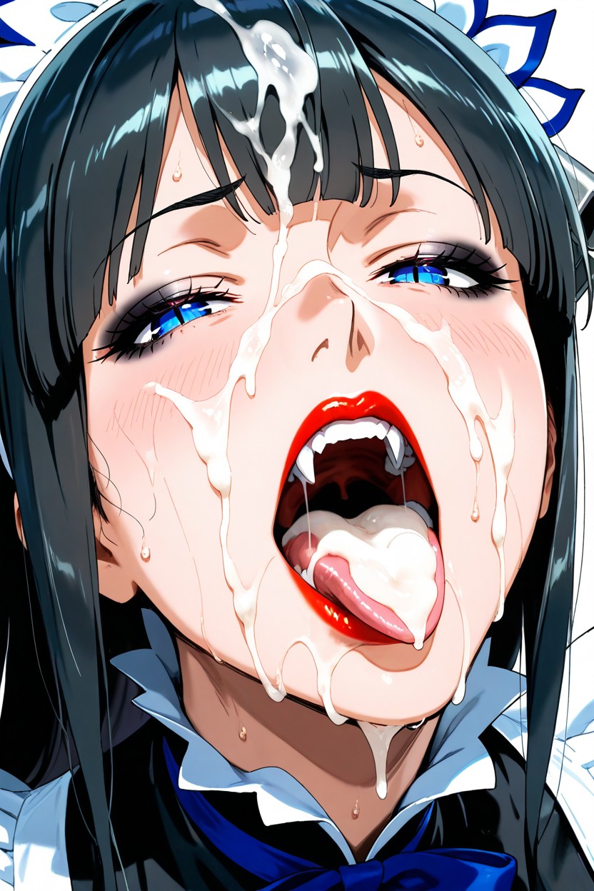 Red Lipstick, Zoom In Face, Excessive Cum Hentai AI Porn