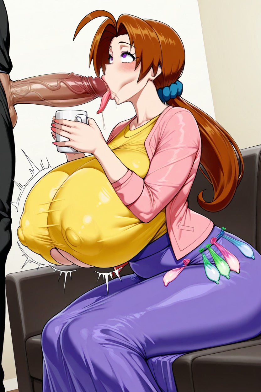 Stick Tongue Out, Eyes Crossed, A Purple Skirt Hentai AI Porn