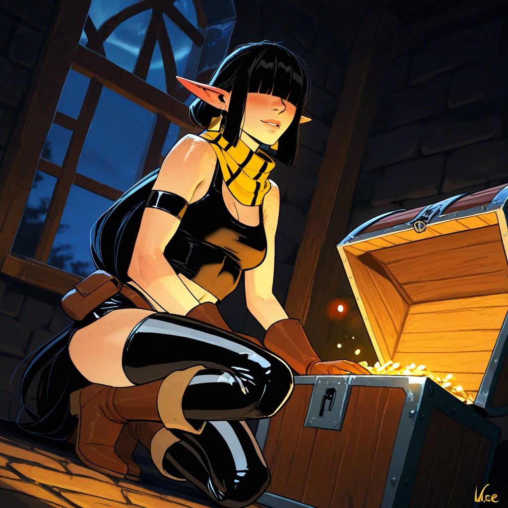 Freckles On Body, Medieval Fantasy Inn Interior, Dark Background Hentai AI Porn