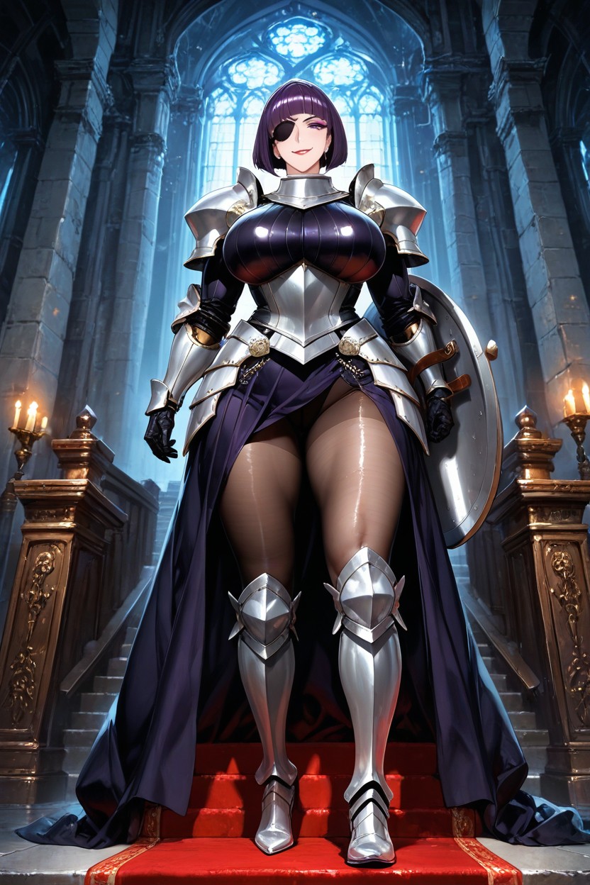 Huge Breast, Fit, Dark Purple Hair Hentai AI Porn