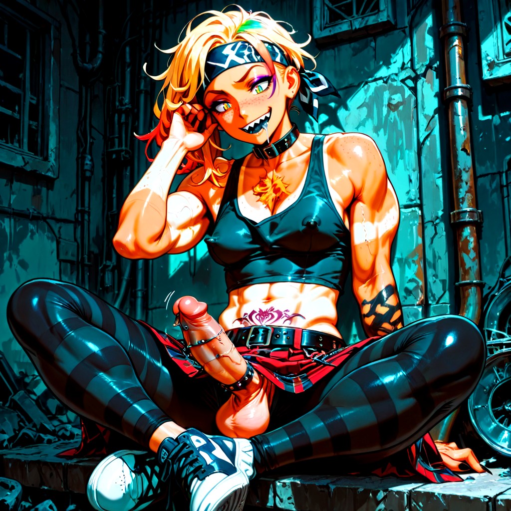 Blonde Hair, Nipple Bulge, Rainbow Hair Hentai AI Porn