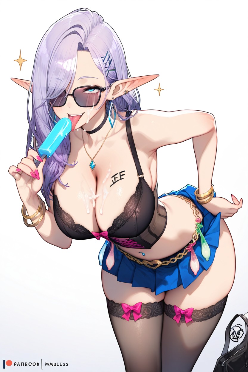 Side-swept Bangs, Rolling Eyes, Cum On Face Hentai AI Porn