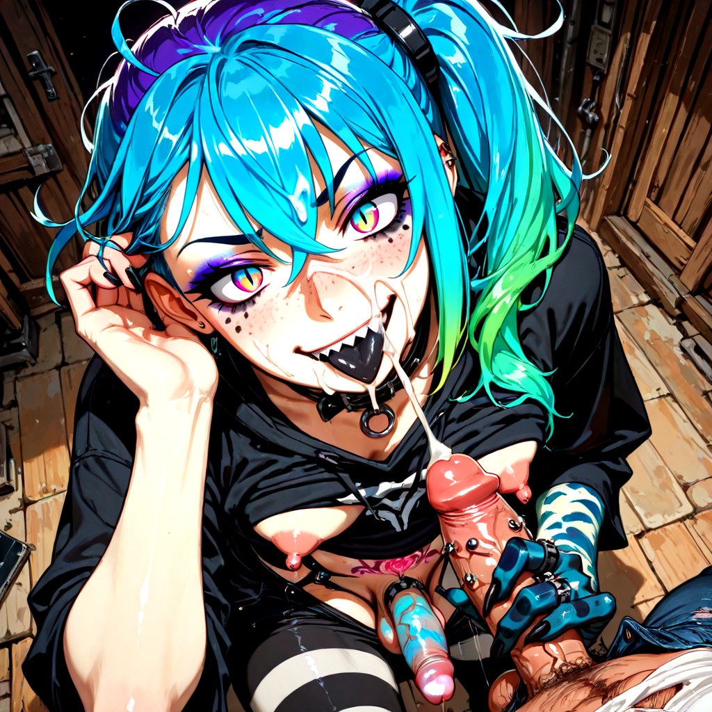 Futanari, Freckles, Drooling Hentai AI Porn