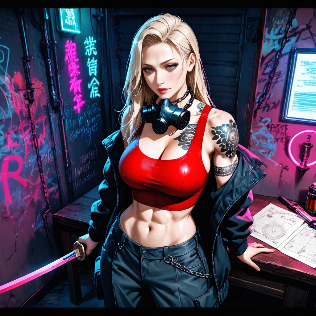 Wall Filled By Graffiti, Smokey-make Up, Ultra Detailed Texture Hentai AI Porn