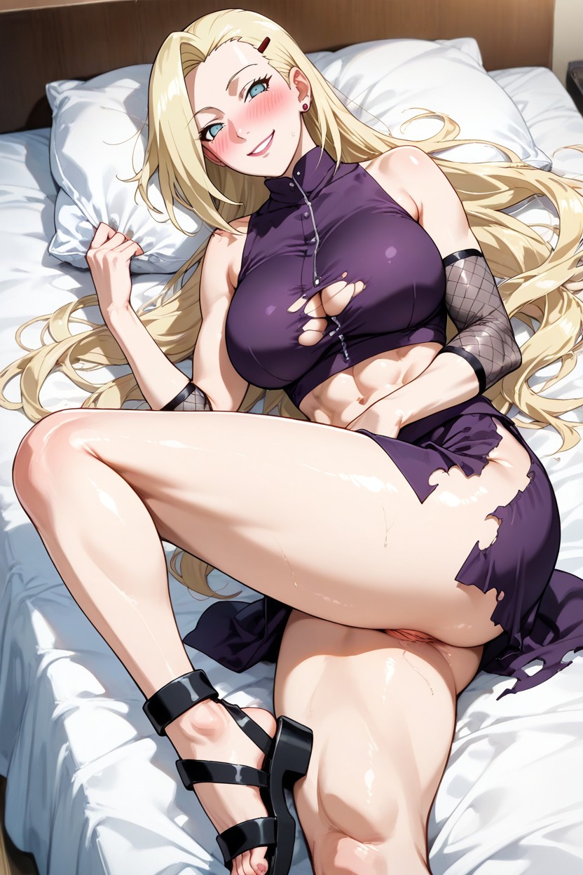 Glossy Skin, Dark Gray Shinobi Sandals, Blush Hentai AI Porn