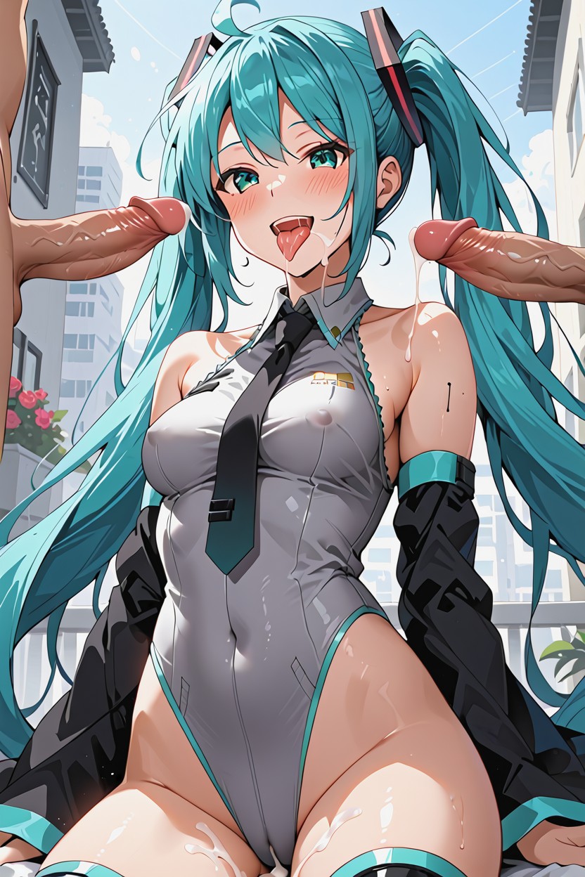 Breast Showing, Pleasure Face, Messy Hair Hentai AI Porn
