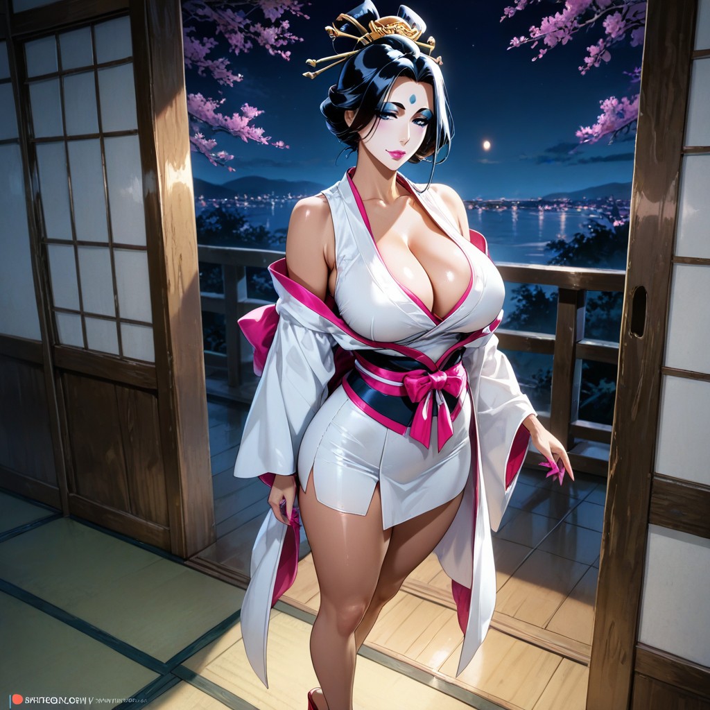 Standing, Red Open Toe Heels, Detailed Thighs Hentai IA