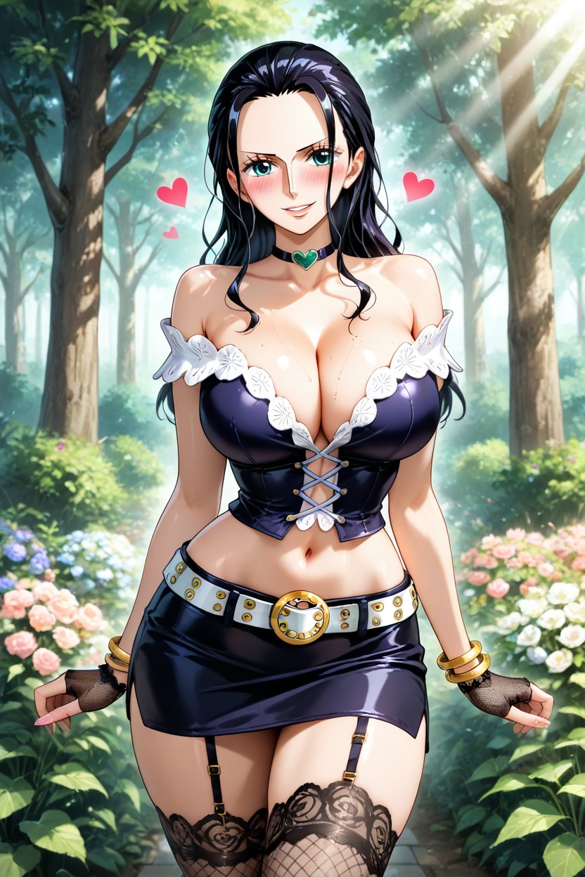 White Off-the-shoulder Blouse, Ultra-detailed, Happy Look Hentai IA