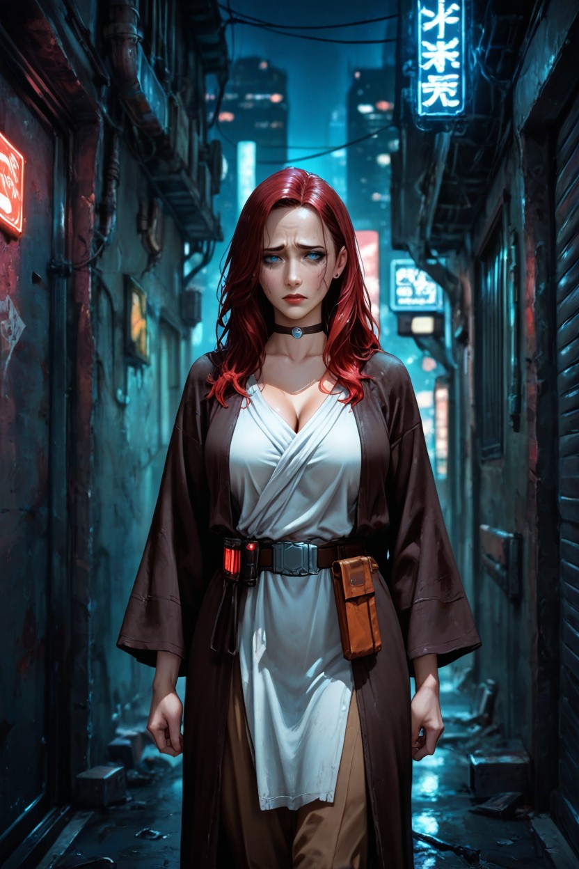 Girl, Very Dark Alley, Worried Expression 헨타이 AI 포르노