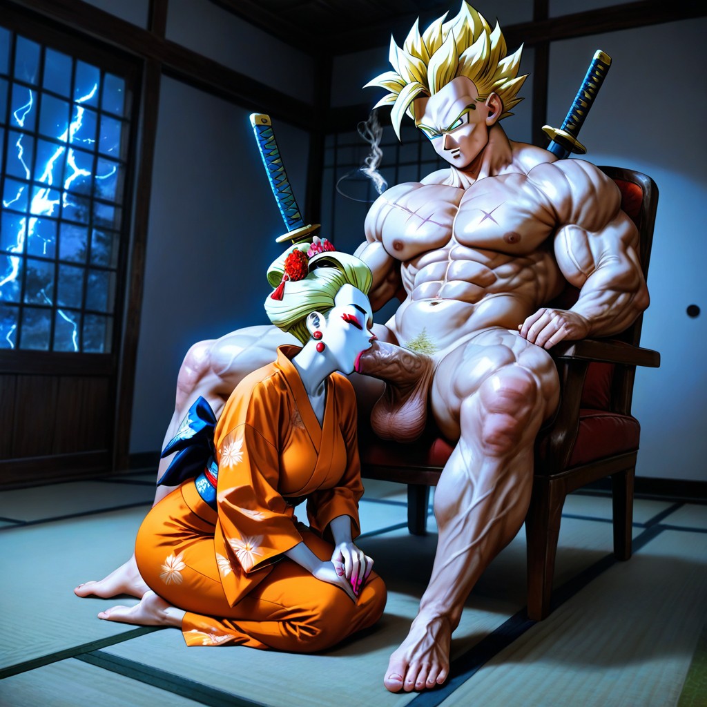 25+, White Face Geisha Makeup, Tatami Porno IA Hentai