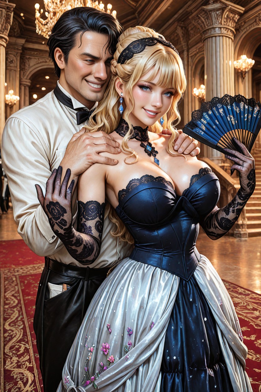 Happy Smile, Elegant Staircase, Blue Eyes Hentai IA