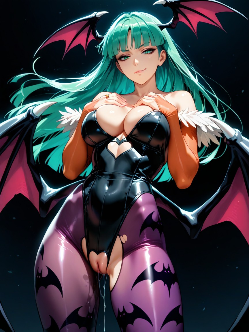 Fur Trim, Bat Print, Head Tilte Hentai KI Porno
