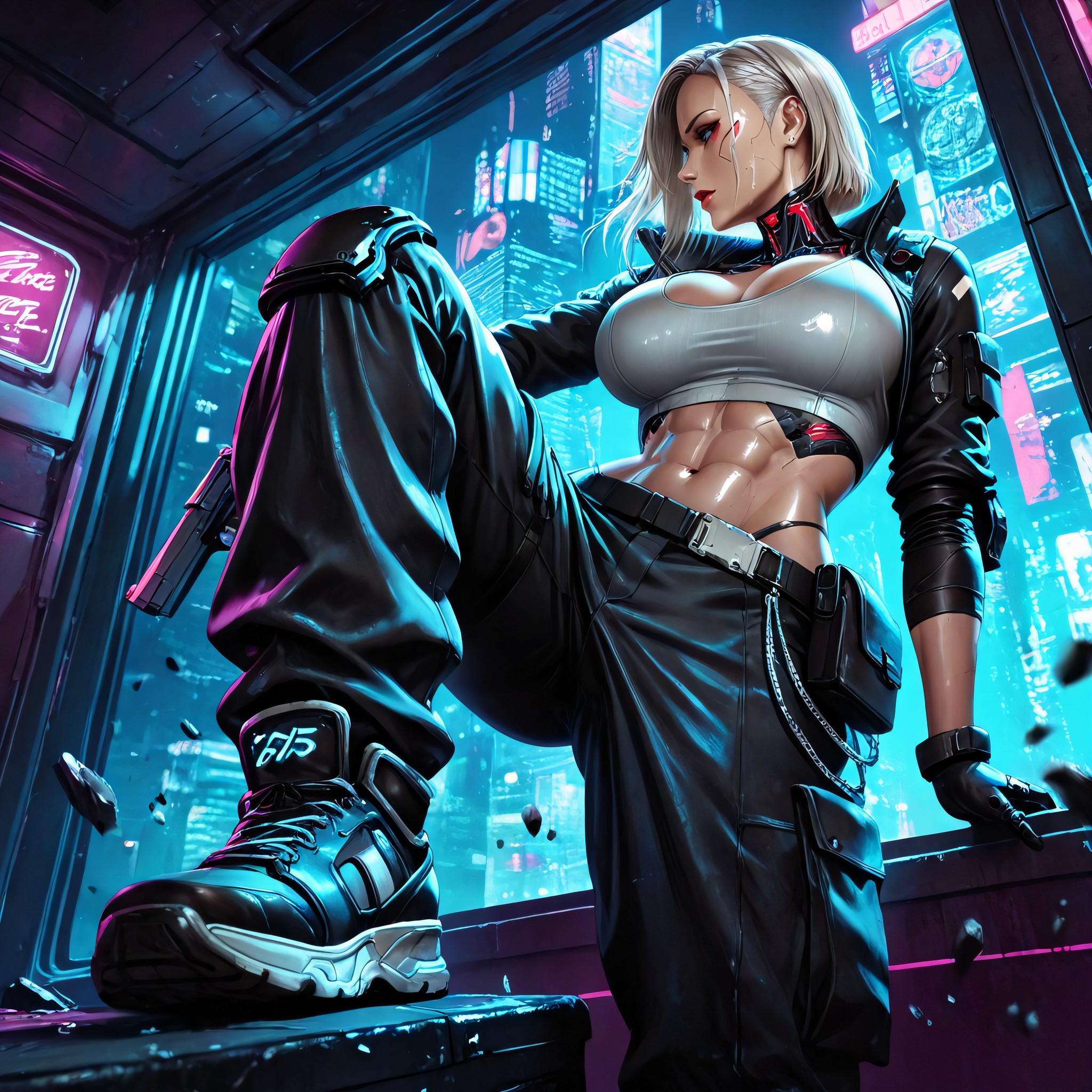 Fanny Pack, Platinum Blonde Hair, Cleavage Hentai AI Porn