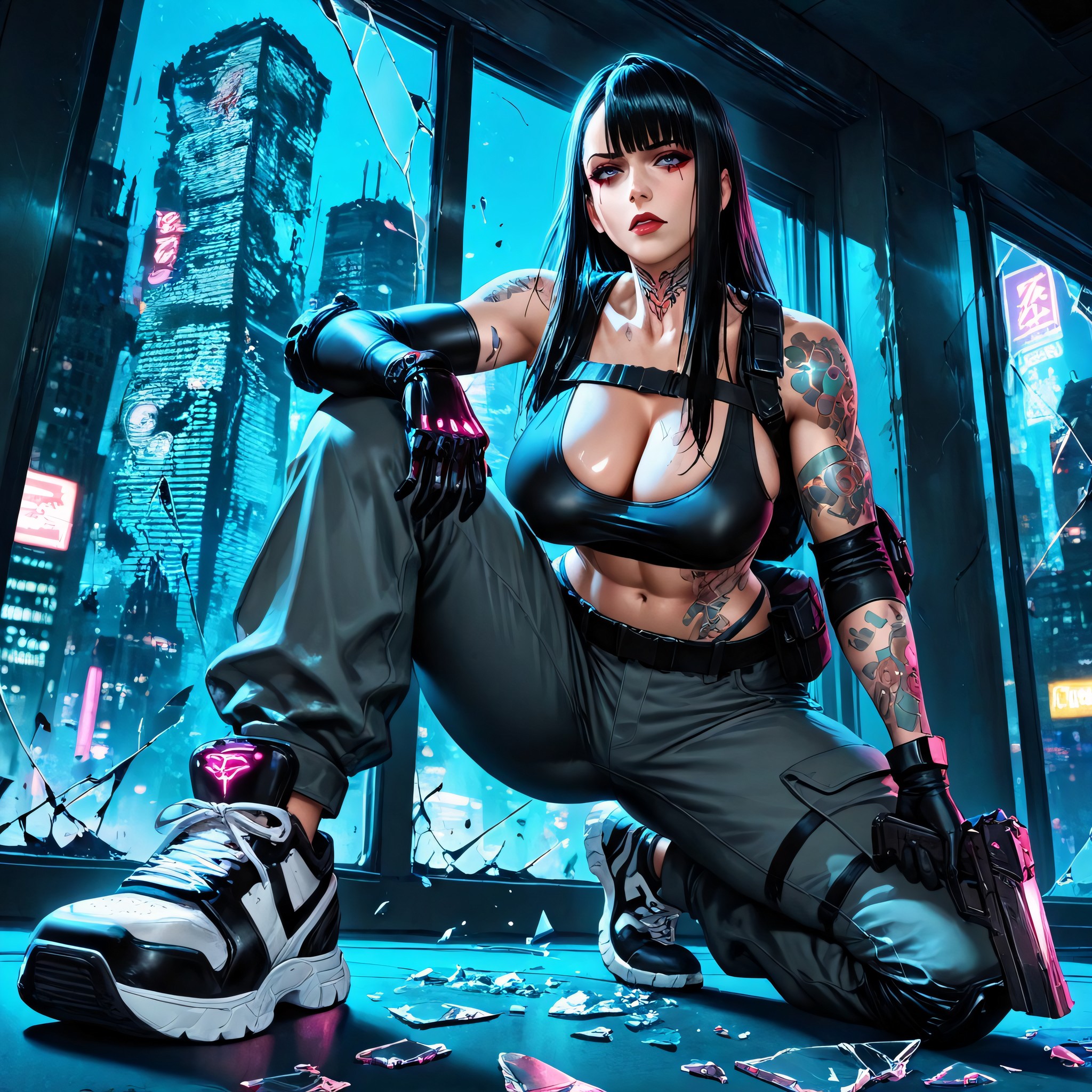 Navel Exposed, Rim Lighting, Robotic_gloves Hentai AI Porn
