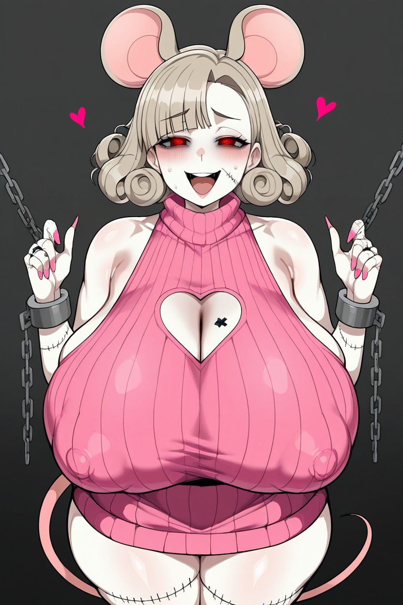 Expansión De Senos, Beige Hair, Simple Background Hentai IA