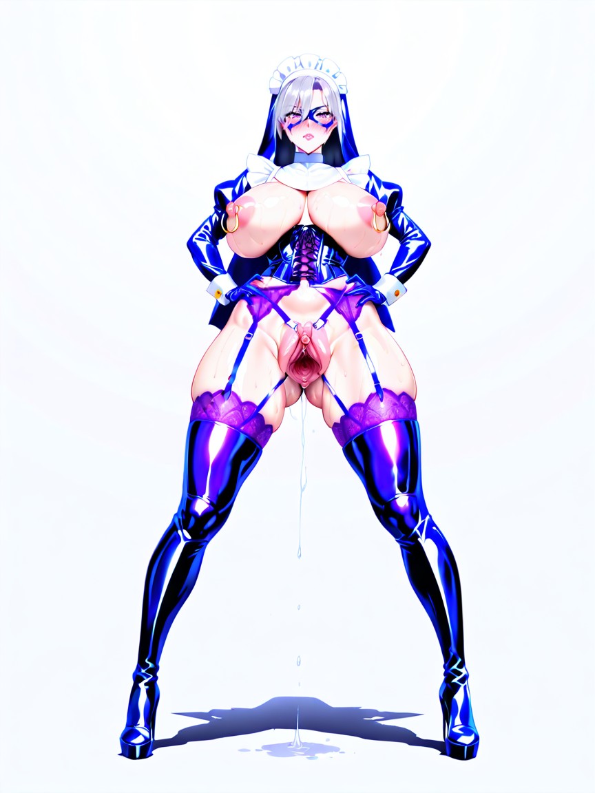 Super Detailed Pussy, Deep Purple Ruffle Miniskirt, Perfect Massive Breasts Hentai AI Porn
